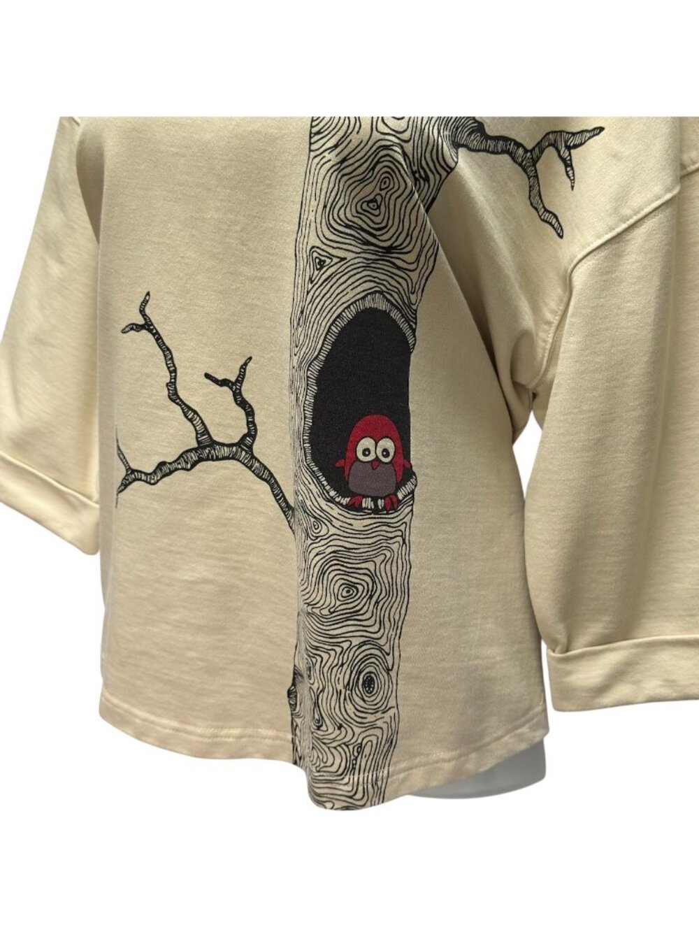 90s Catalog Favorites Womens 1X Pullover Owl In A Tree Sweatshirt Top Ivory Brow - Picture 3 of 16